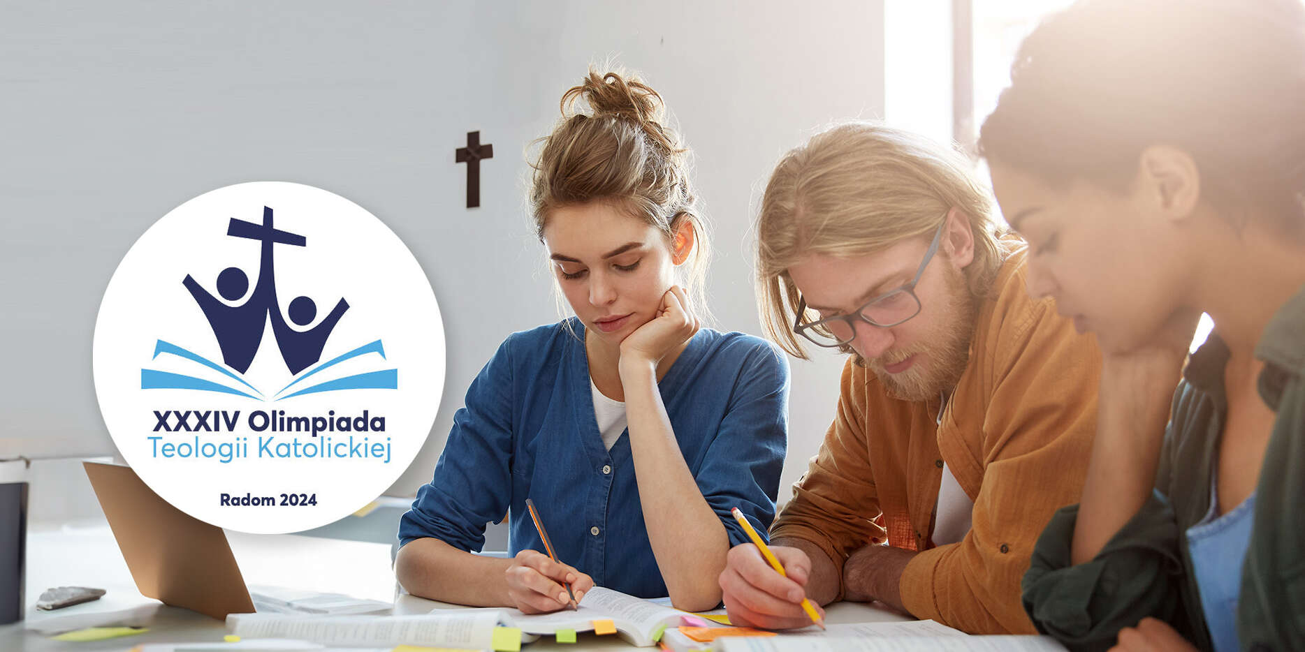 Cooperation and teamwork concept. Five mixed race students having looks in books underline main information discussing new material sitting indoors while helping each other to understand new topic